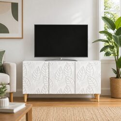 White Modern TV Cabinet 99 x 34.5 x 50 cm for Entertainment
