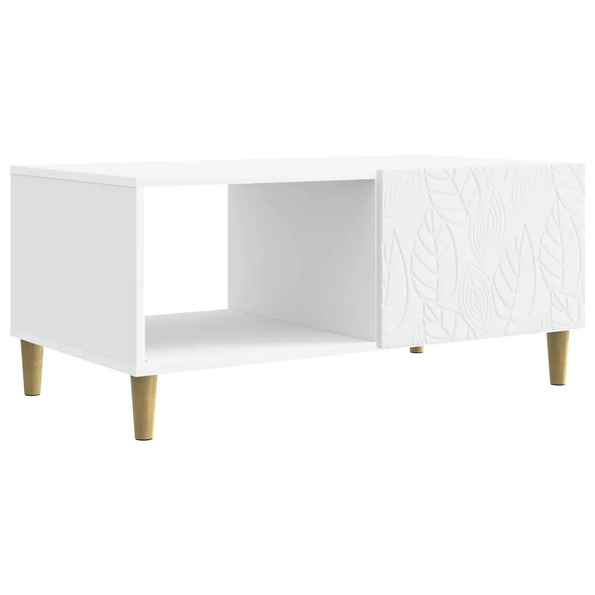 White Rectangular Coffee Table with Storage Shelf