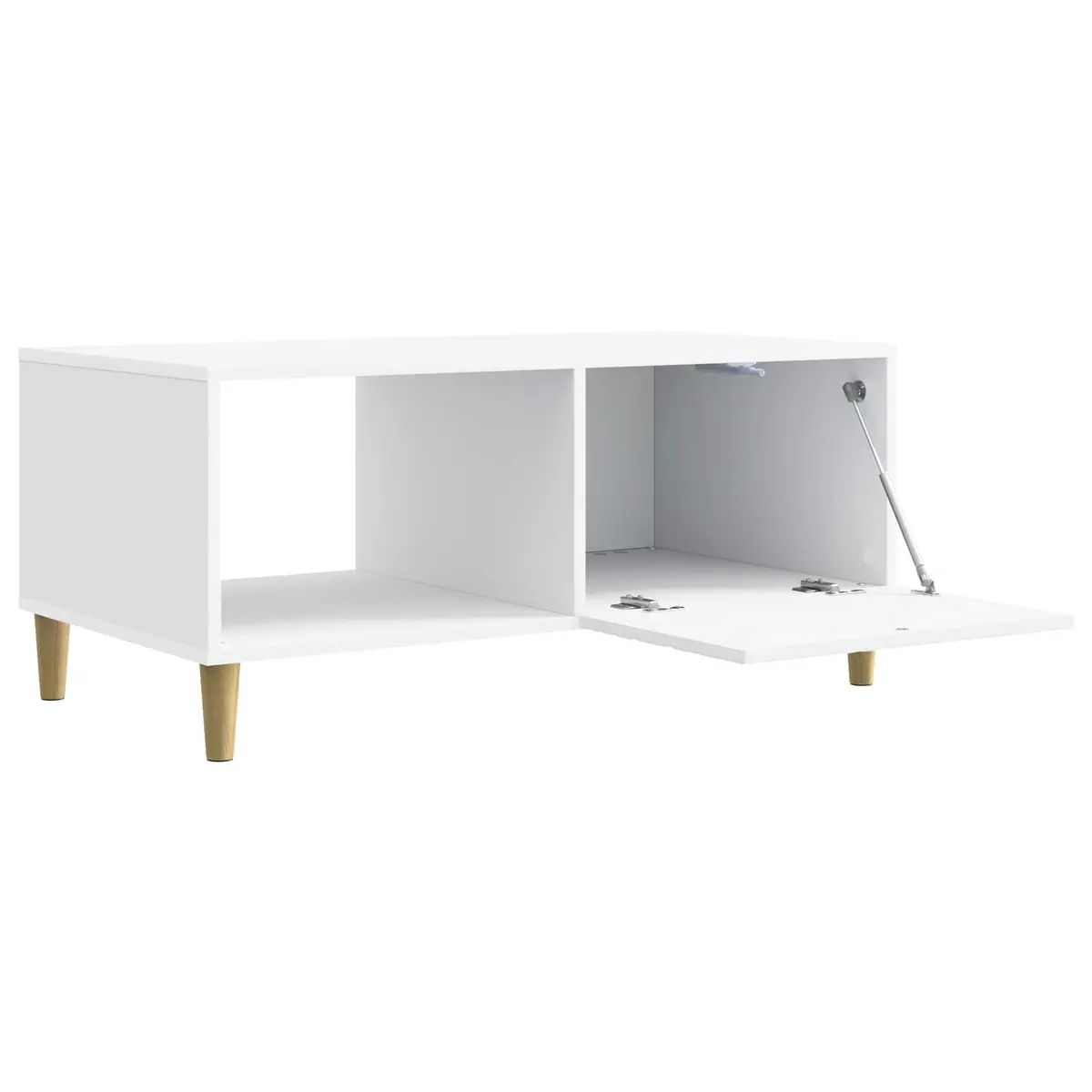 White Rectangular Coffee Table with Storage Shelf