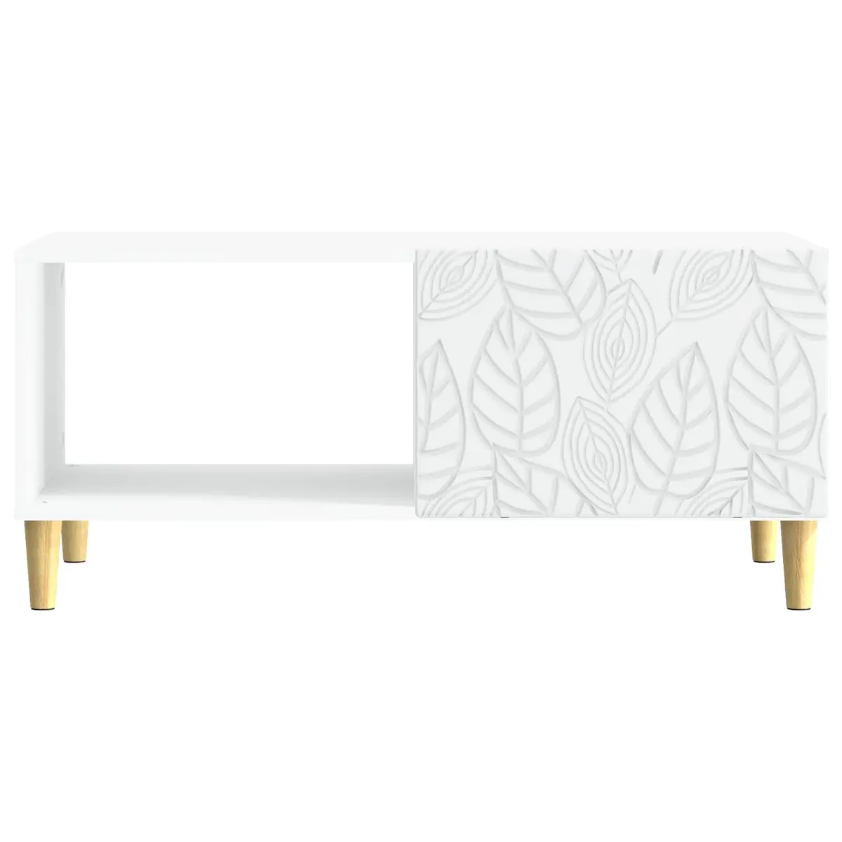 White Rectangular Coffee Table with Storage Shelf