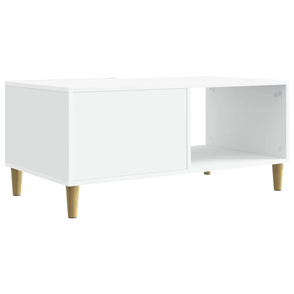 White Rectangular Coffee Table with Storage Shelf