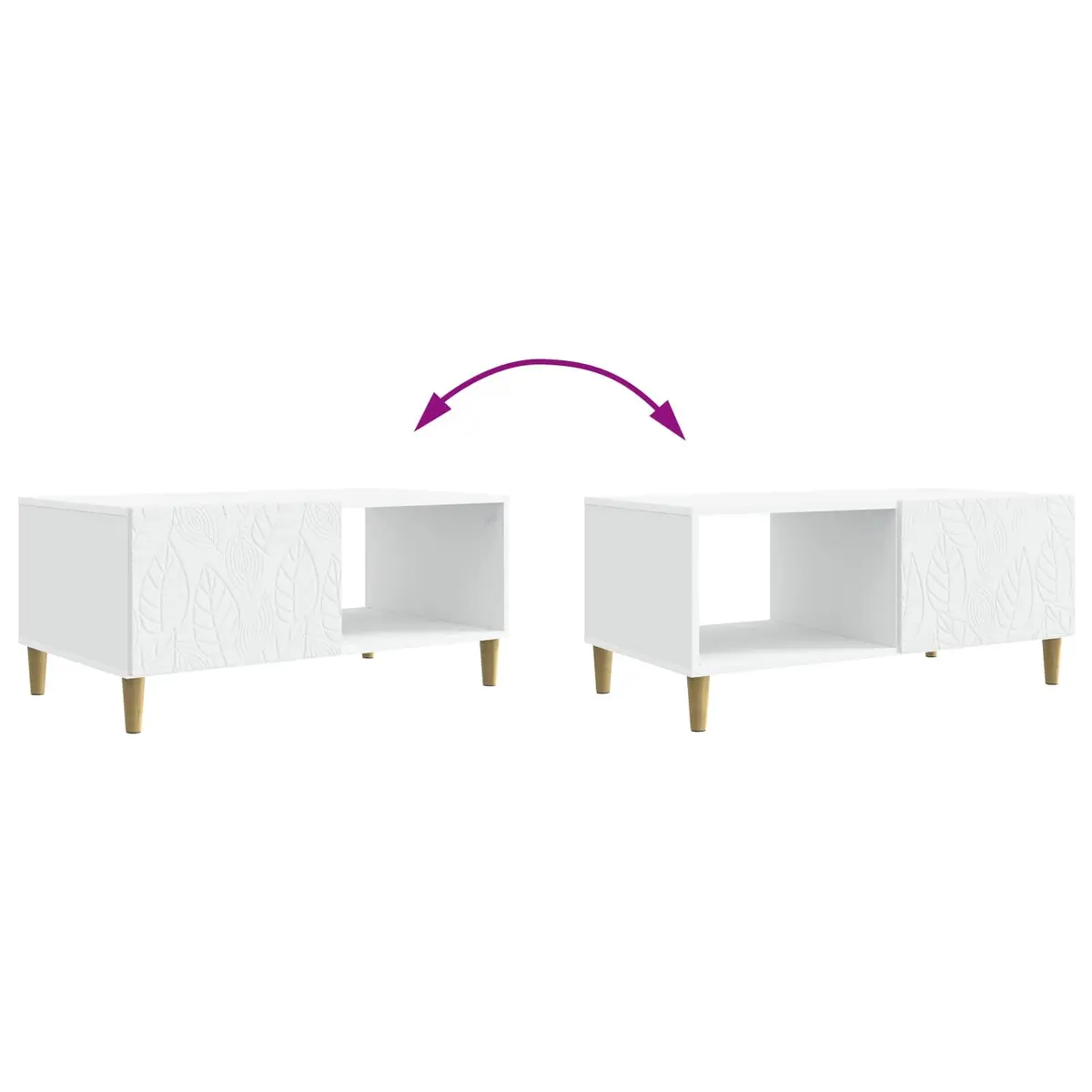 White Rectangular Coffee Table with Storage Shelf