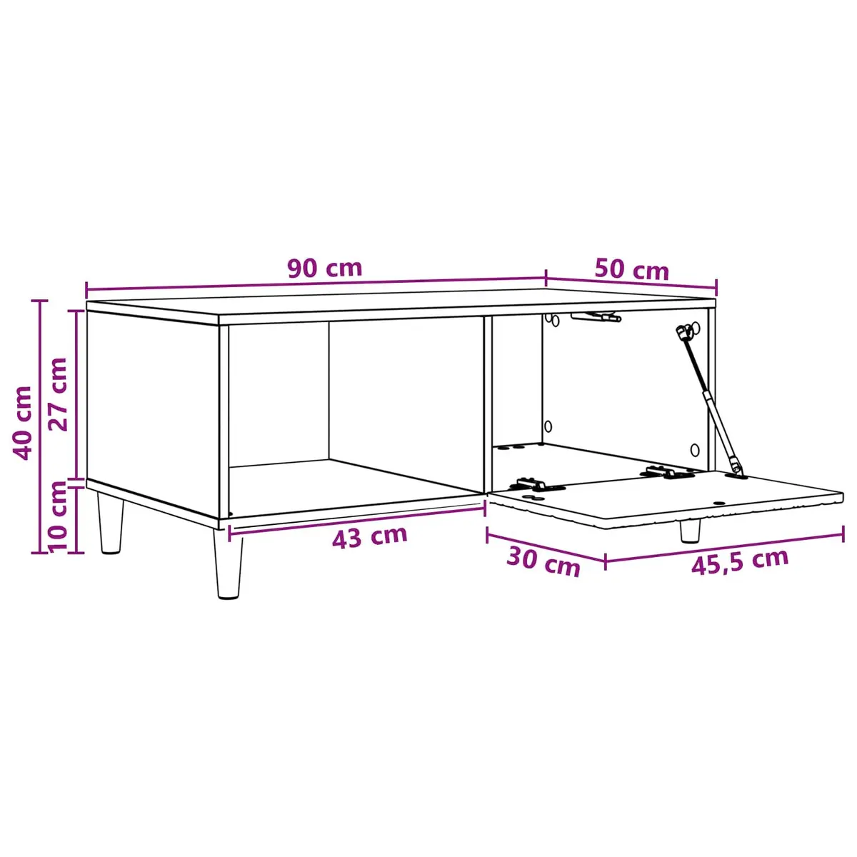 White Rectangular Coffee Table with Storage Shelf