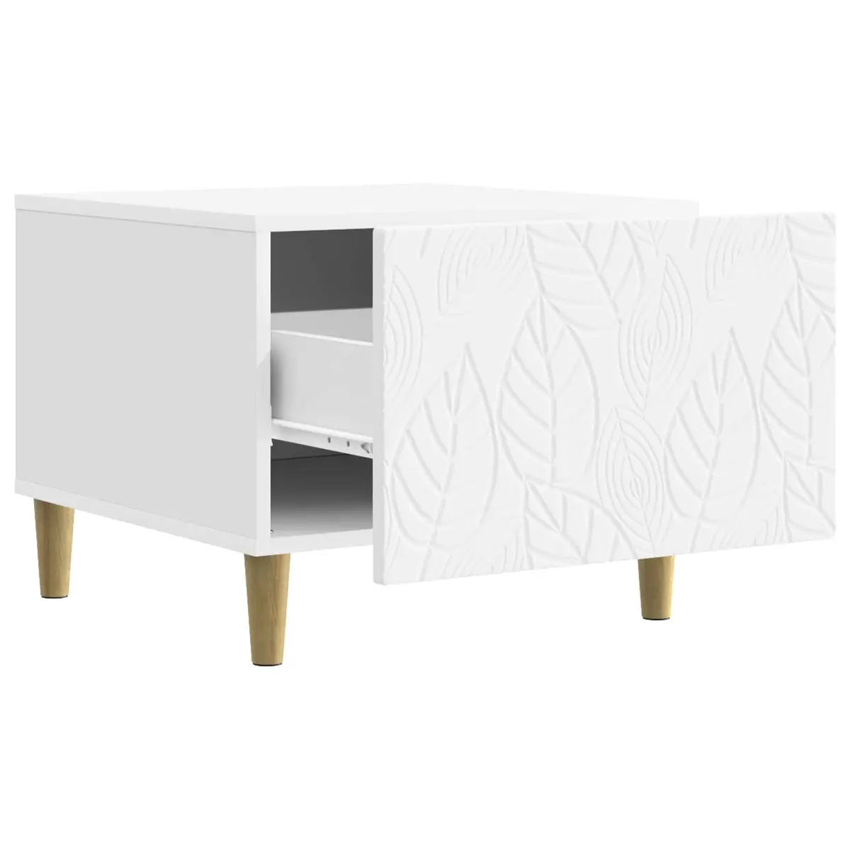 Coffee Table White Modern Design Engineered Wood Storage Drawer Living Room