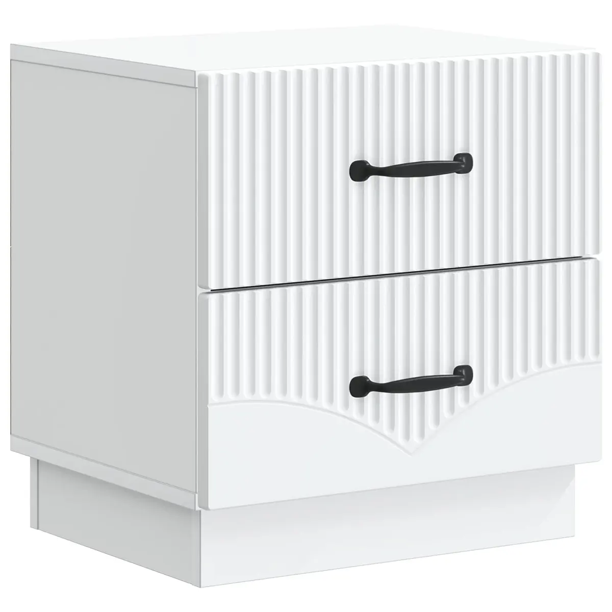 White Engineered Wood Nightstand with Drawers