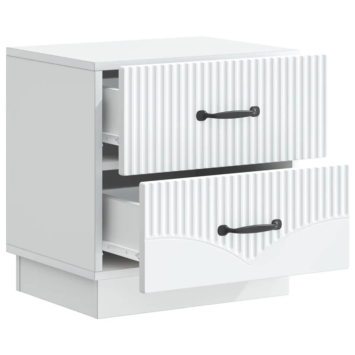White Engineered Wood Nightstand with Drawers