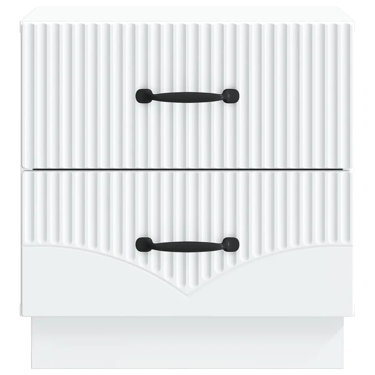 White Engineered Wood Nightstand with Drawers