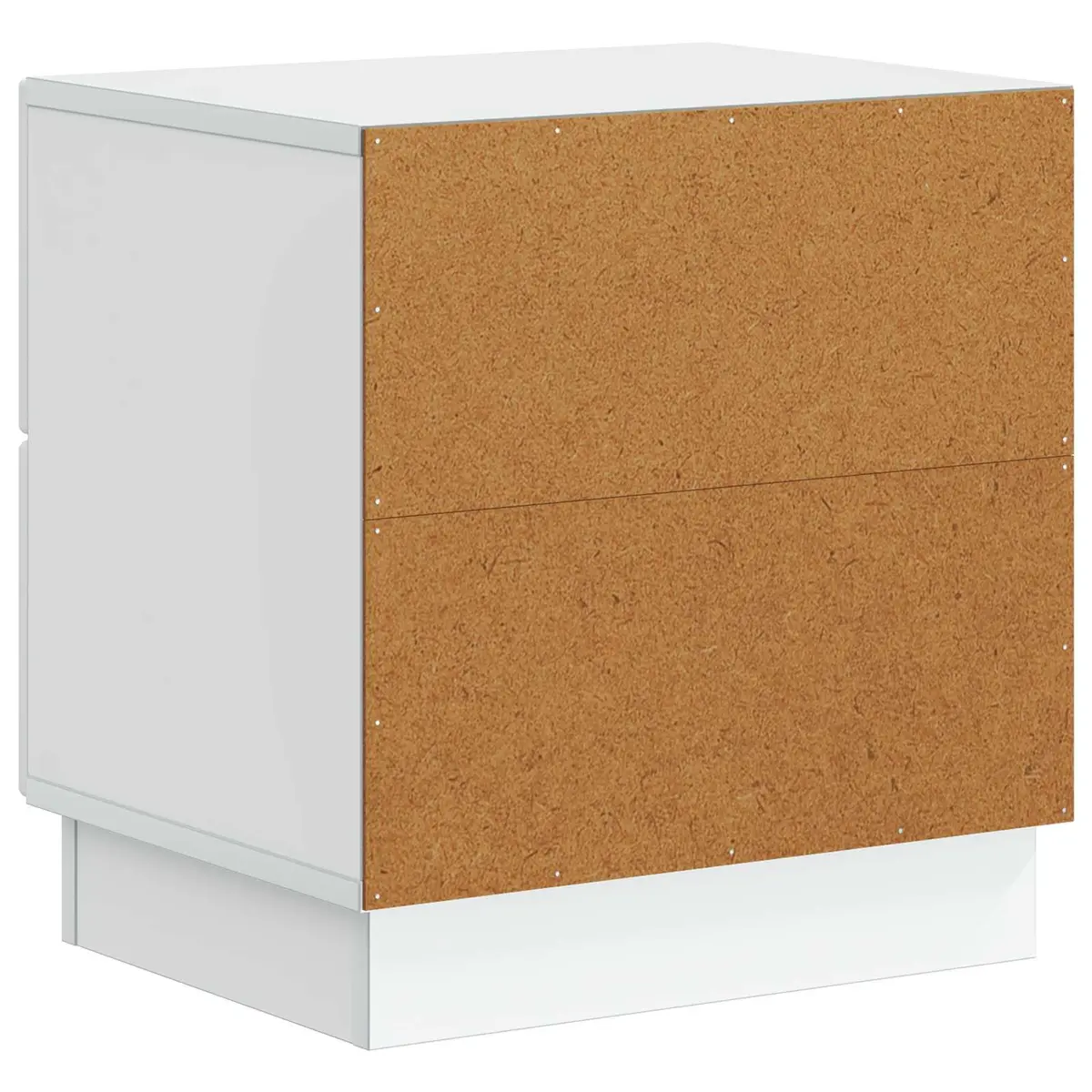 White Engineered Wood Nightstand with Drawers