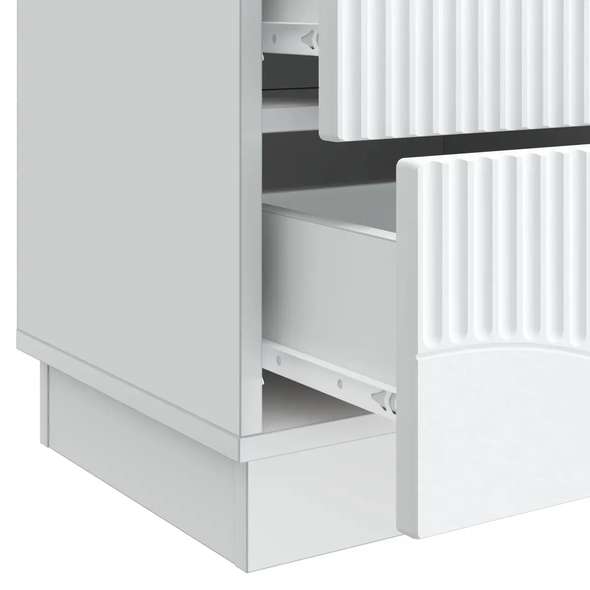 White Engineered Wood Nightstand with Drawers