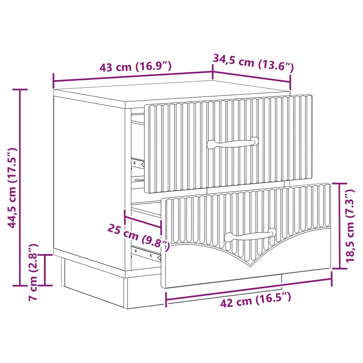 White Engineered Wood Nightstand with Drawers