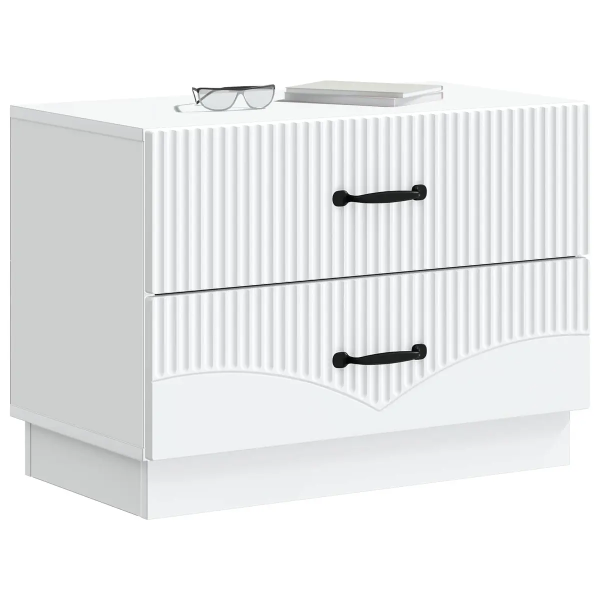 White Bedside Cabinet with Storage Drawers
