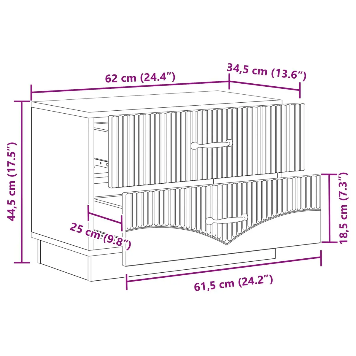 White Bedside Cabinet with Storage Drawers