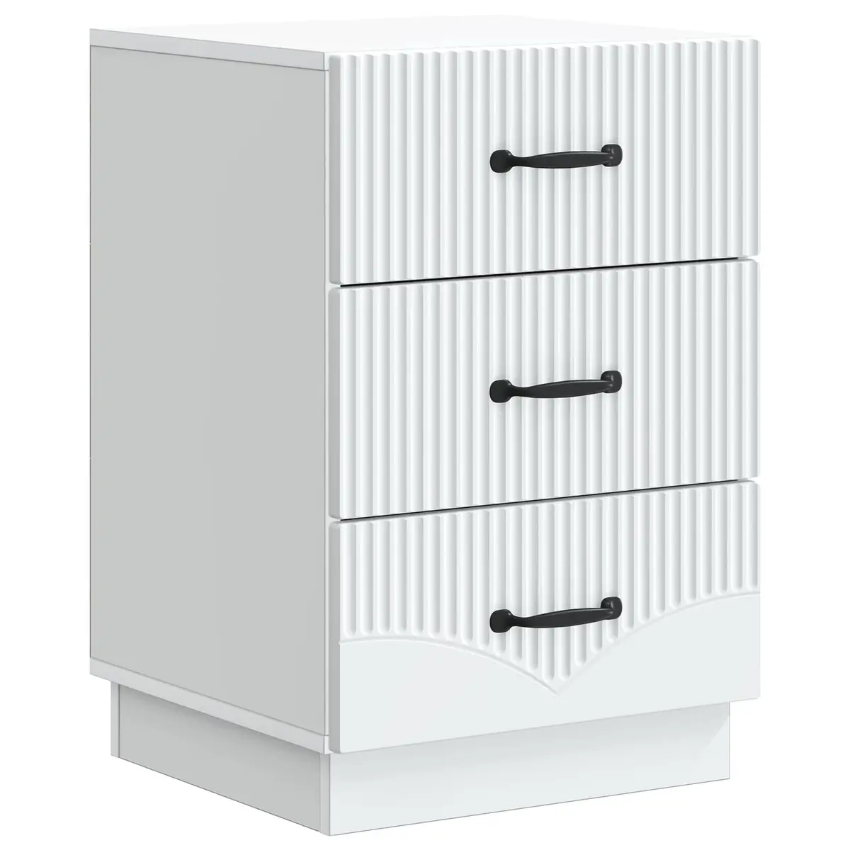 White Engineered Wood Vintage-Style Bedside Cabinet