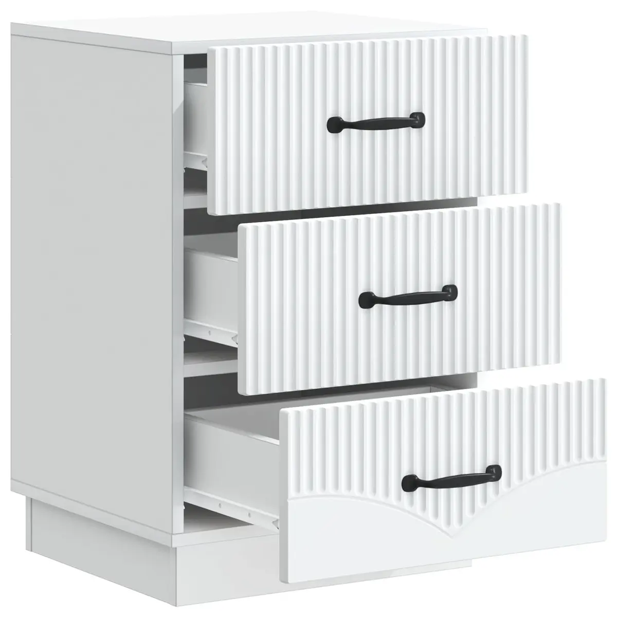 White Engineered Wood Vintage-Style Bedside Cabinet