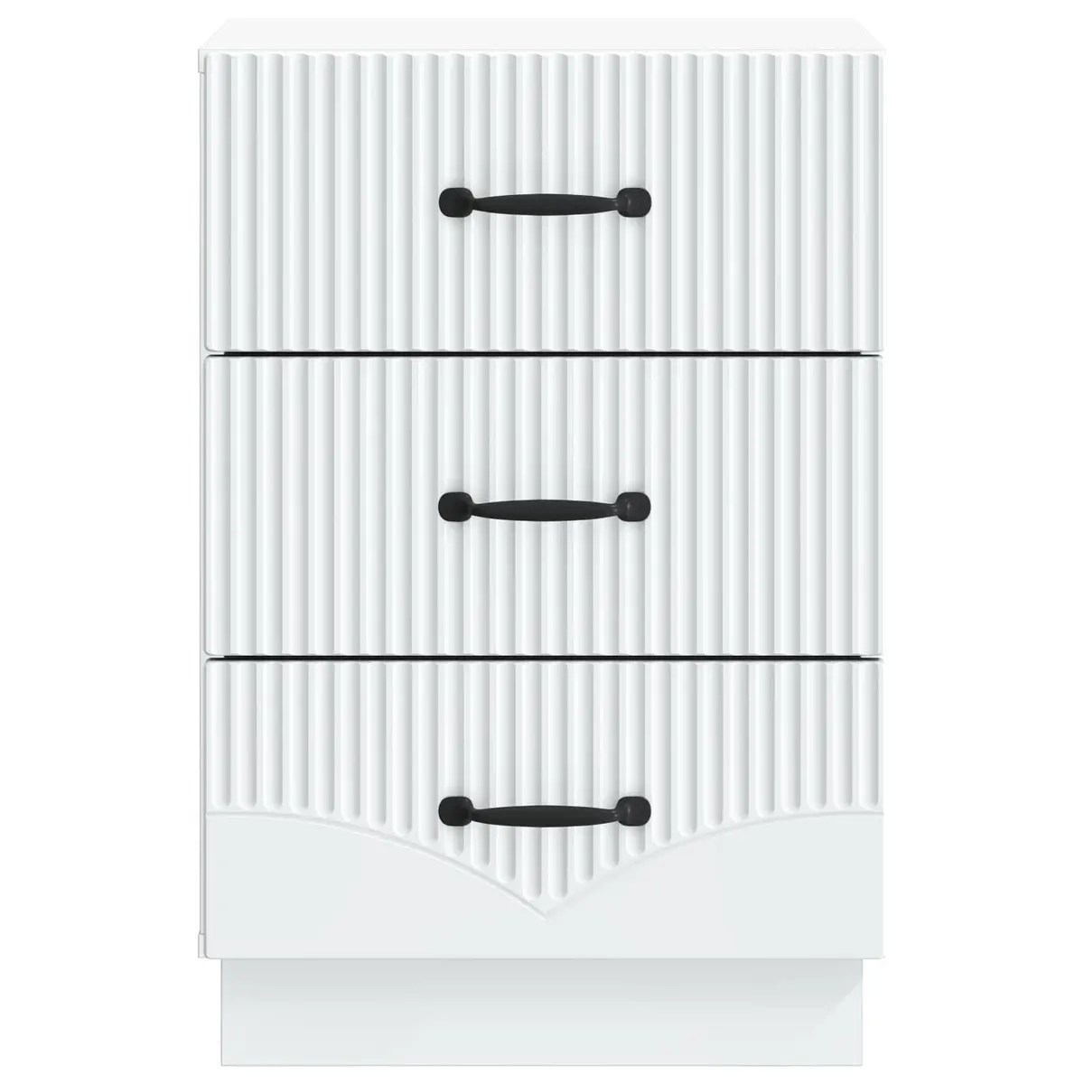 White Engineered Wood Vintage-Style Bedside Cabinet