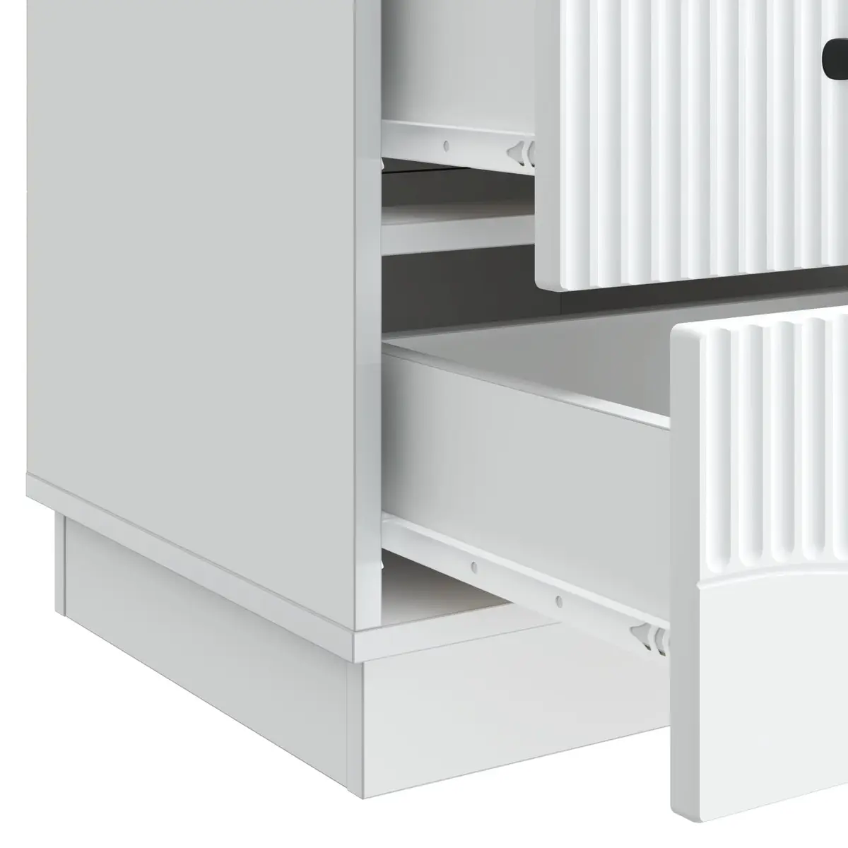 White Engineered Wood Vintage-Style Bedside Cabinet