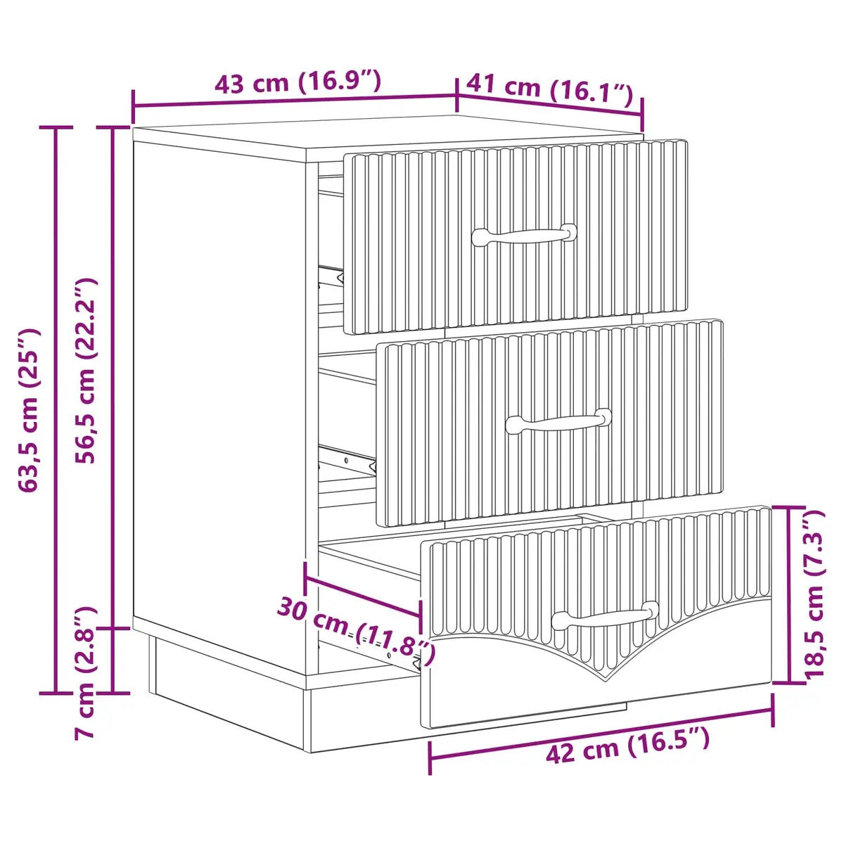 White Engineered Wood Vintage-Style Bedside Cabinet