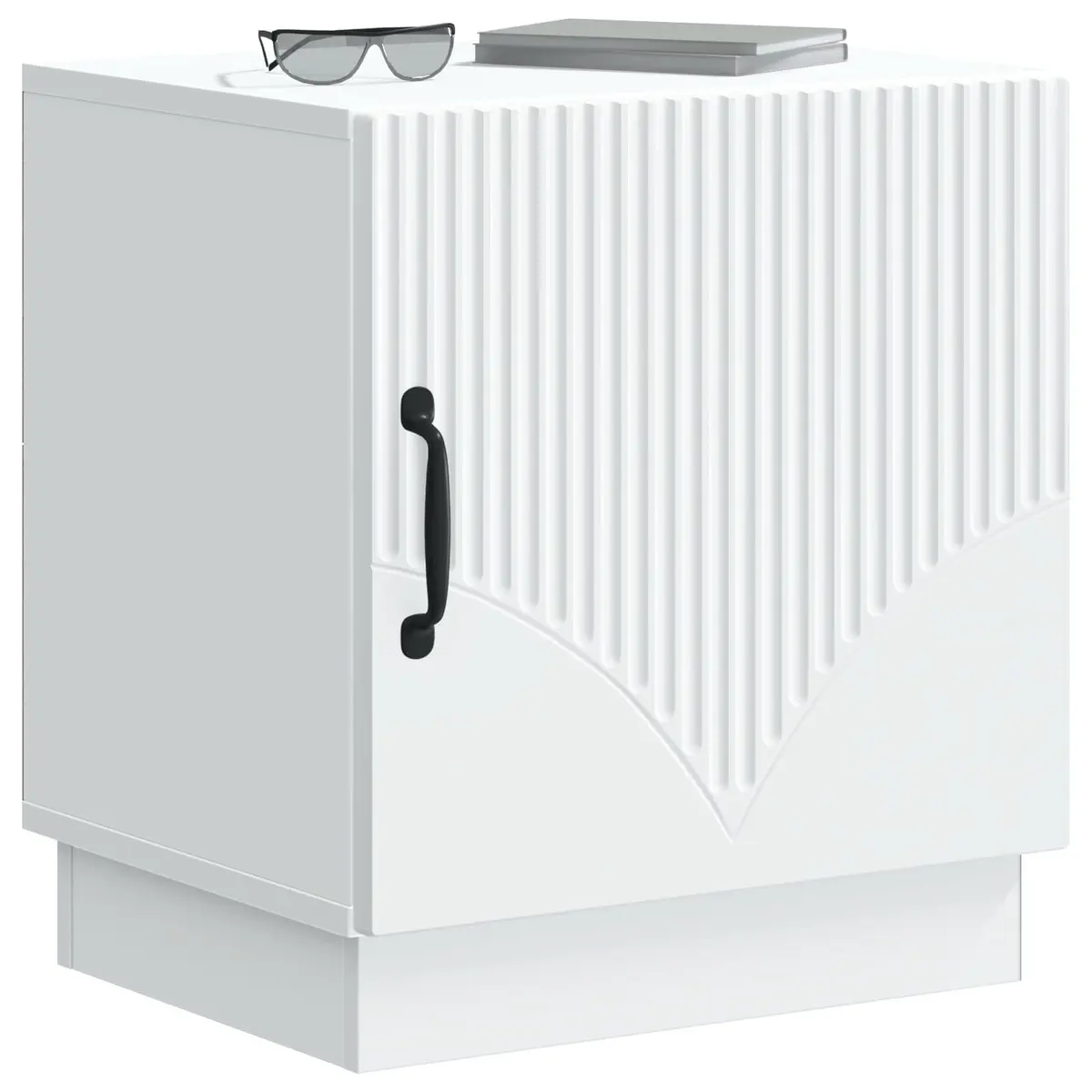 Bedside Table White 43 x 34.5 x 47 cm Storage Cabinet with Door Handles
