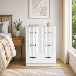 Sturdy White Storage Cabinet 66 x 34.5 x 87 cm with Drawers