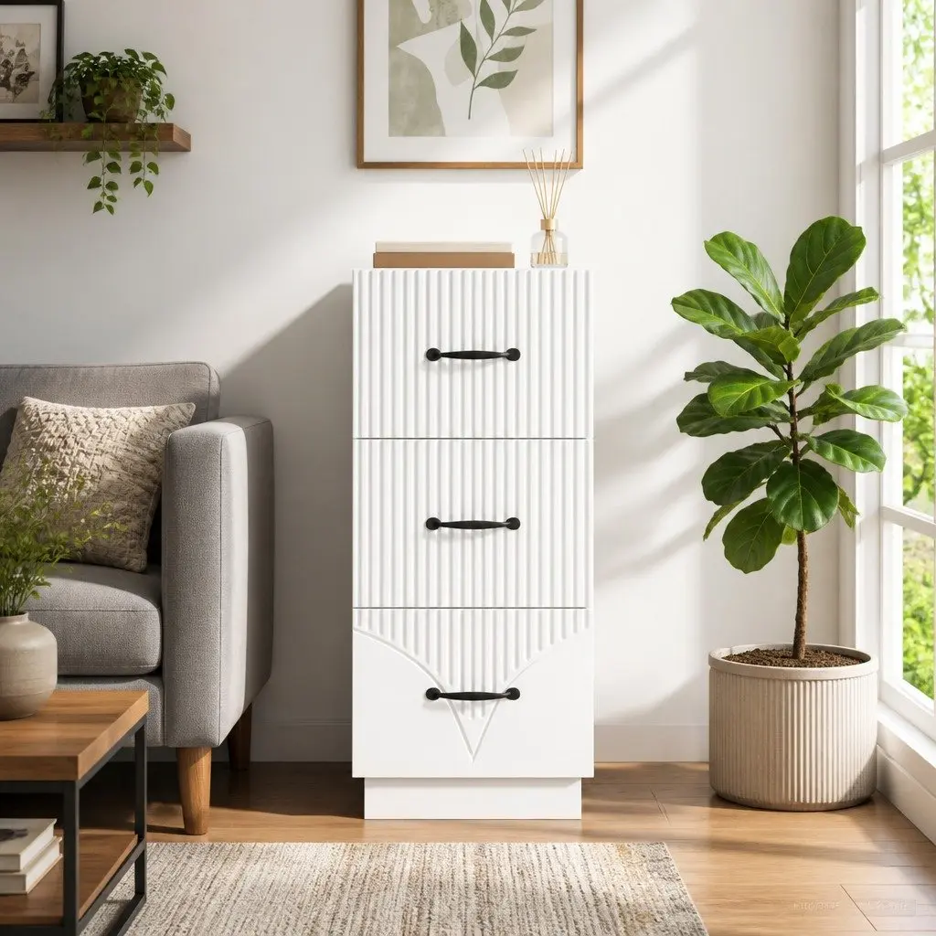 Drawer Cabinet Engineered Wood 33x34.5x87cm White