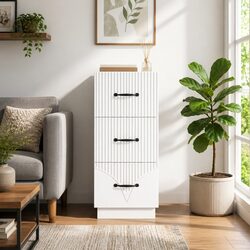 White Drawer Cabinet for Storage – Engineered Wood 33x34.5x87cm