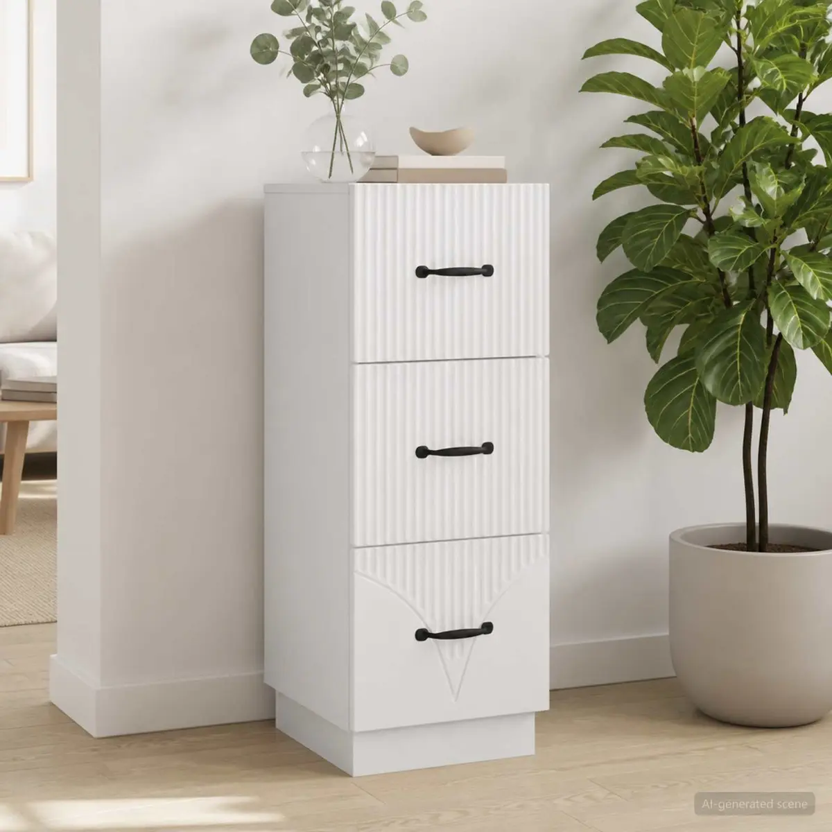 Drawer Cabinet Engineered Wood 33x34.5x87cm White