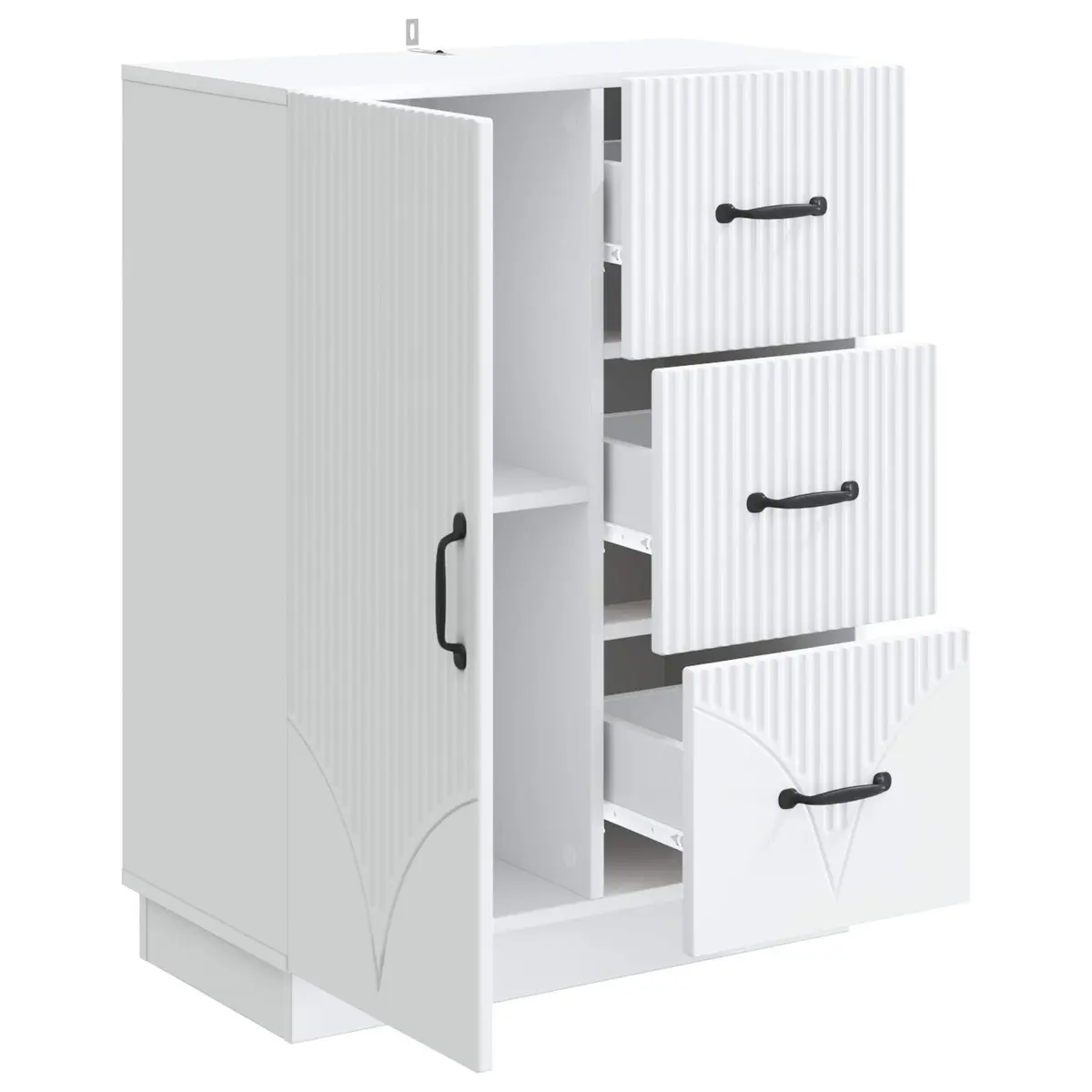 White Engineered Wood Sideboard 66 x 34.5 x 87 cm