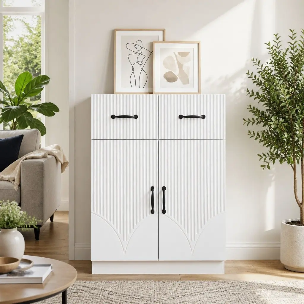 White Sideboard with Storage Capacity 66 x 34.5 x 87 cm