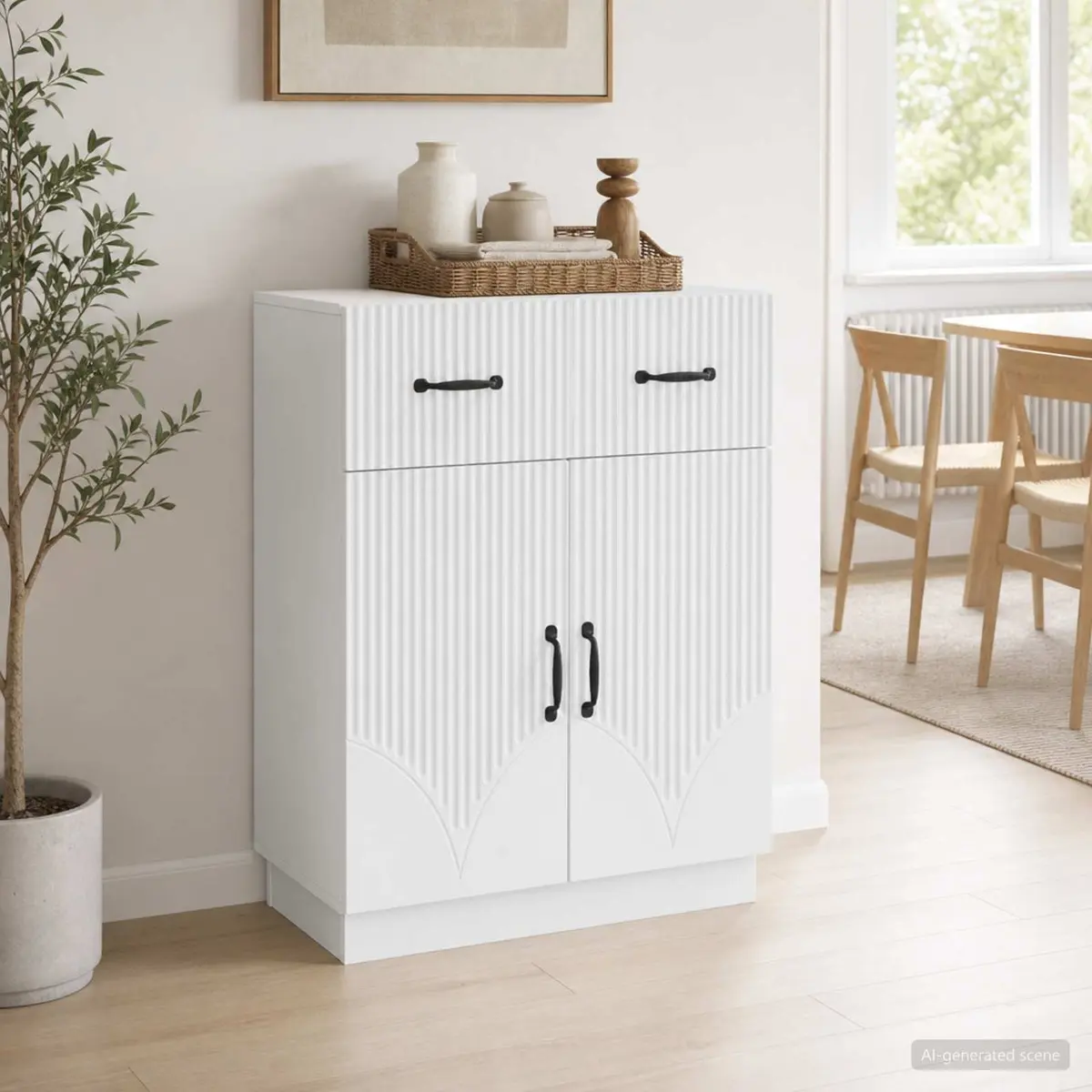 White Sideboard with Storage Capacity 66 x 34.5 x 87 cm