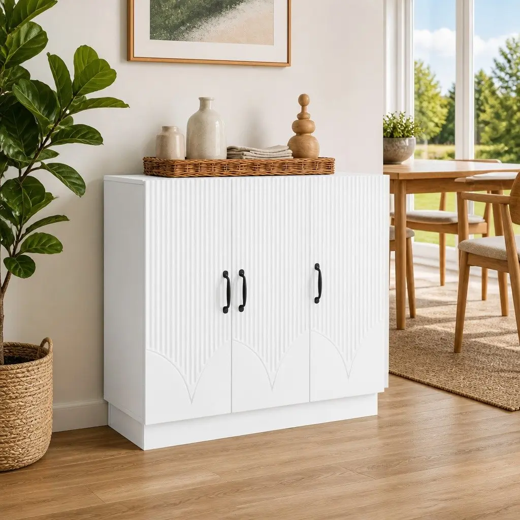 White Sideboard with Ample Storage Space
