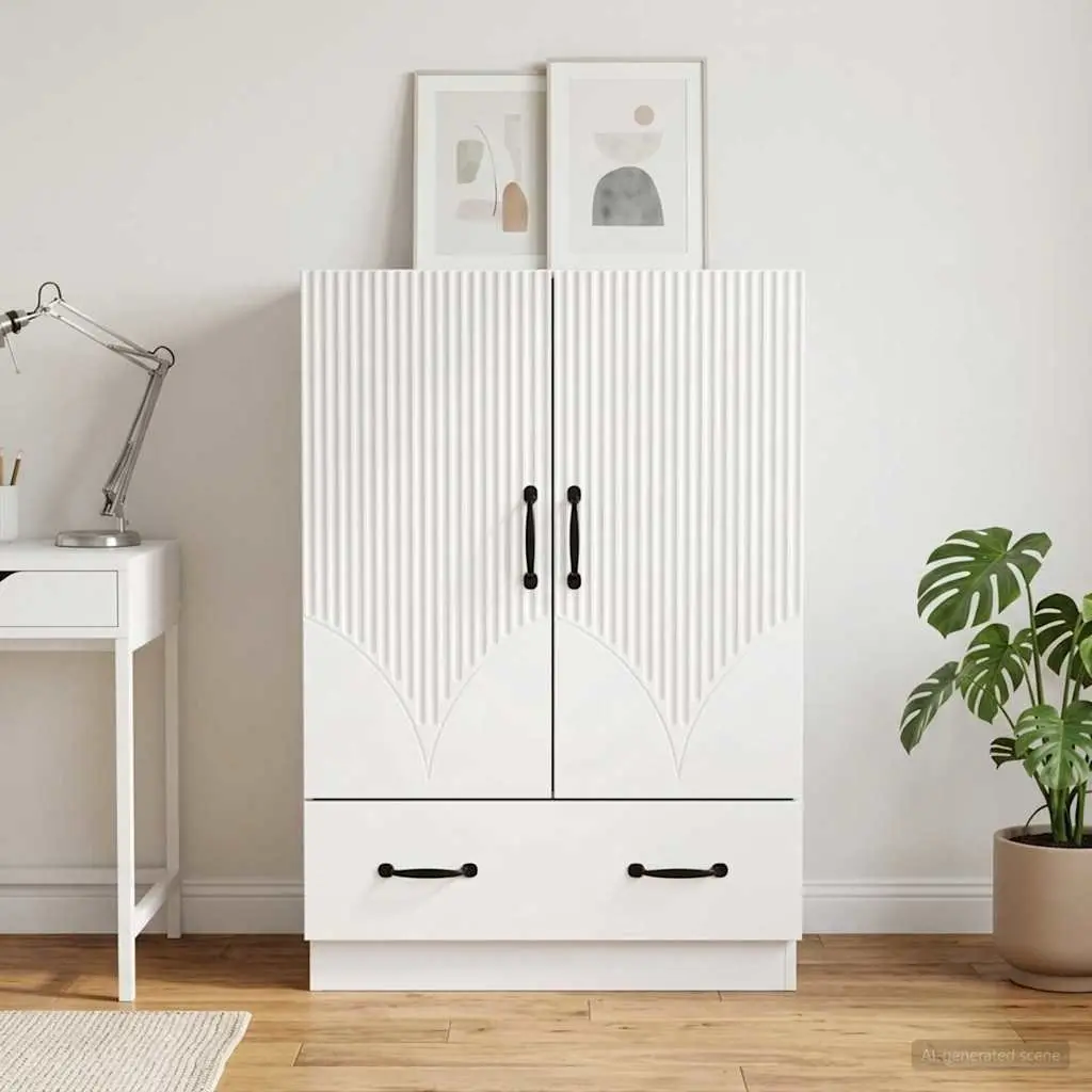 Engineered Wood White Sideboard Storage Cabinet 66cm