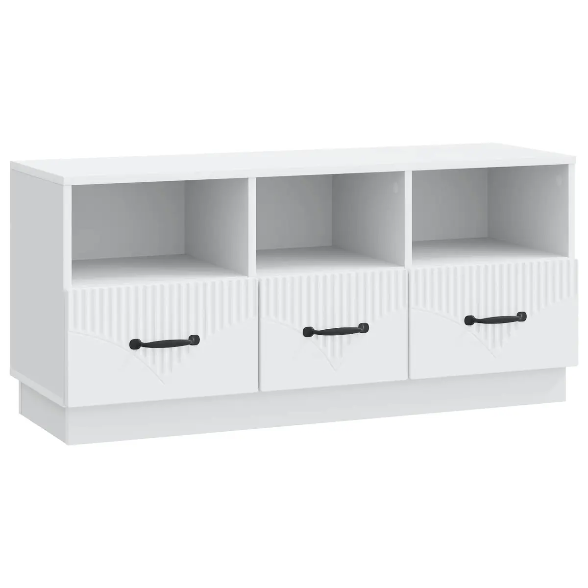 White Engineered Wood TV Cabinet with Drawer for Storage