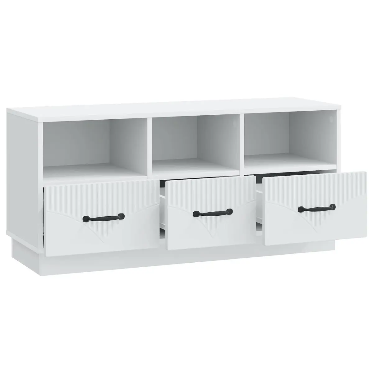 White Engineered Wood TV Cabinet with Drawer for Storage