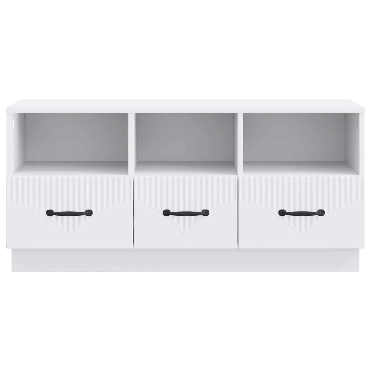 White Engineered Wood TV Cabinet with Drawer for Storage