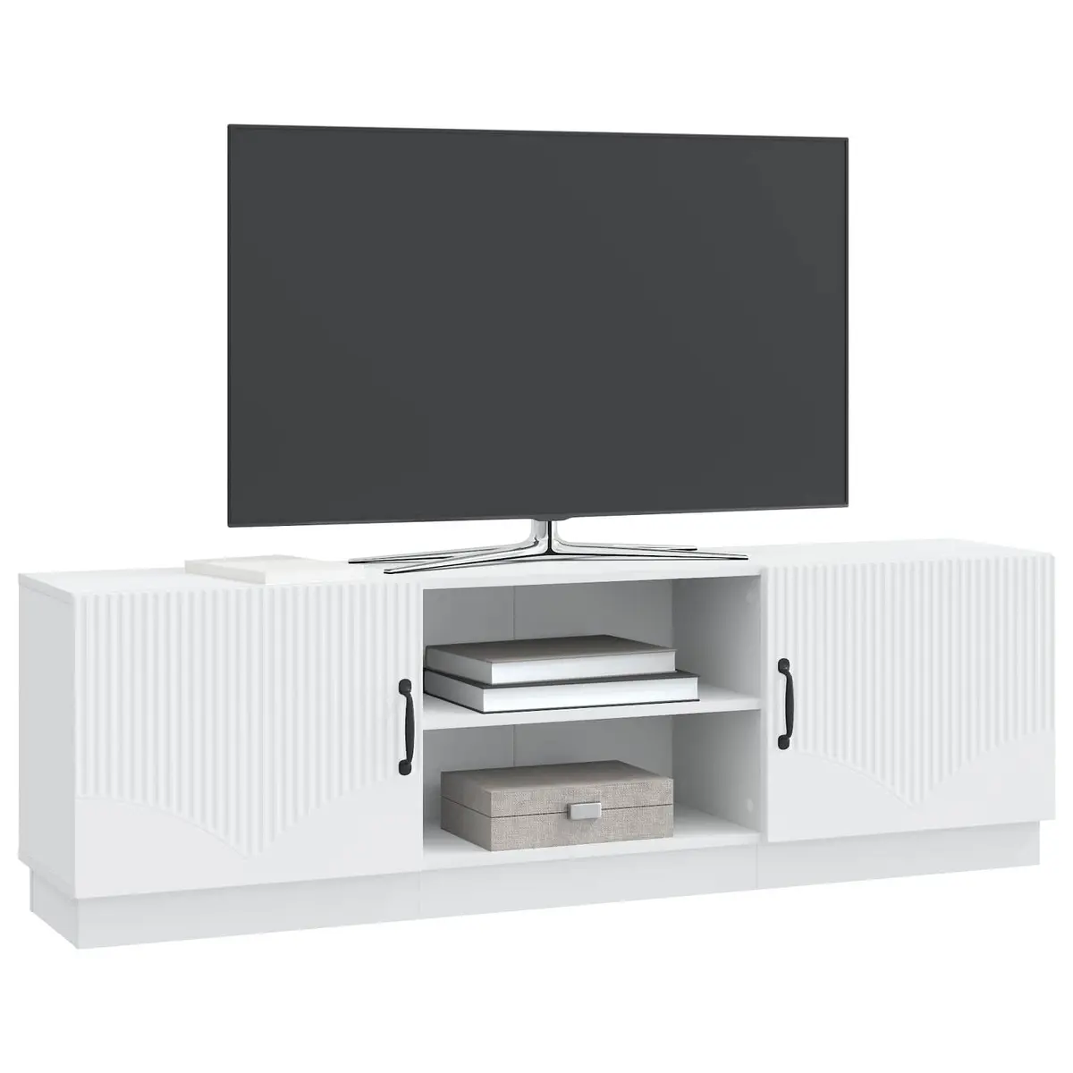 White 150cm Modern TV Cabinet with LED Lights