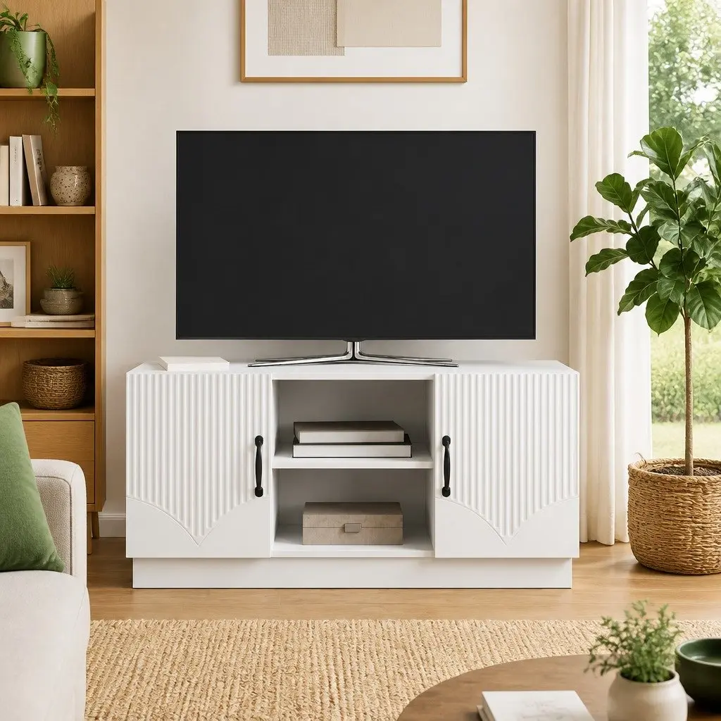 White TV Cabinet with Storage Solutions