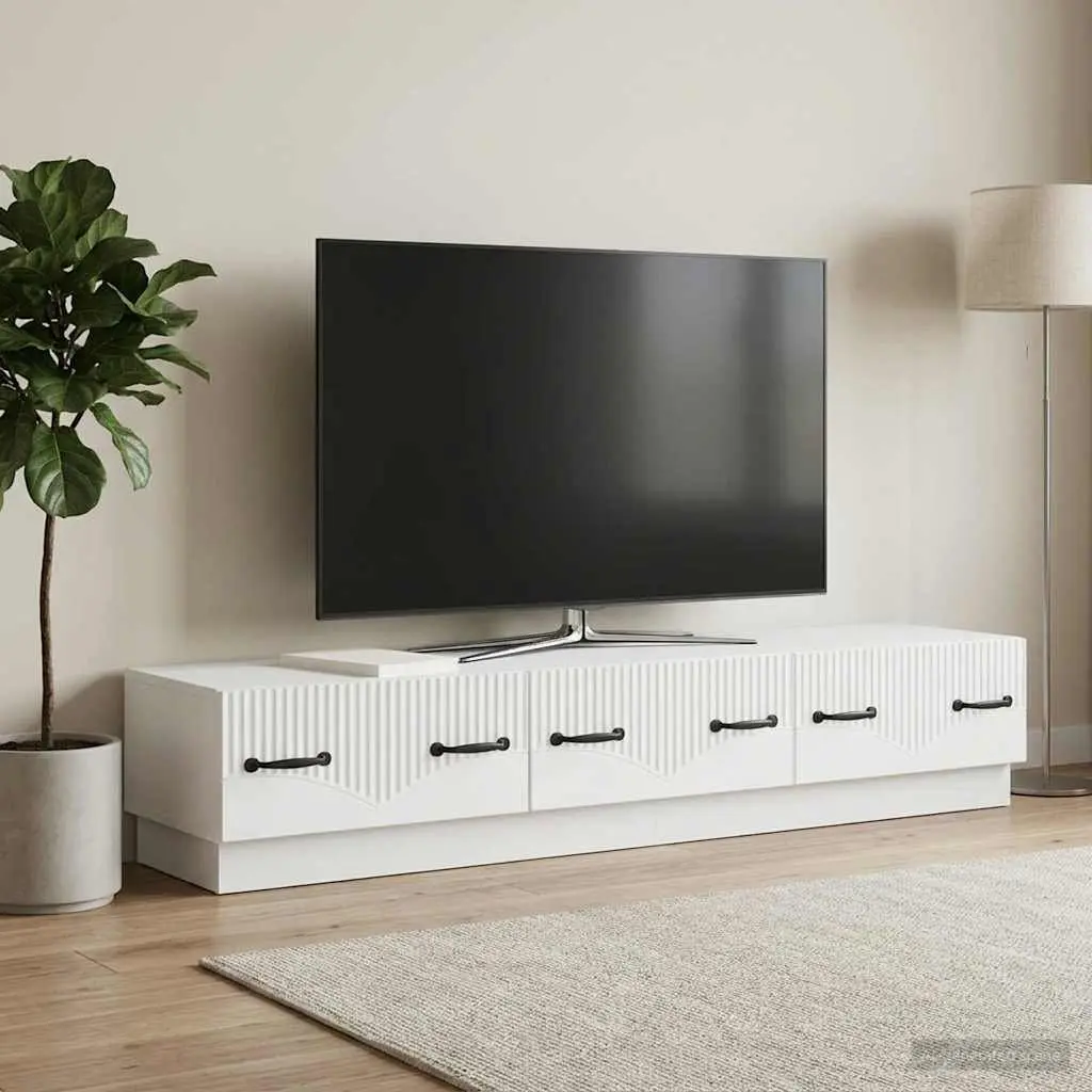 White TV Cabinet with Storage Drawer