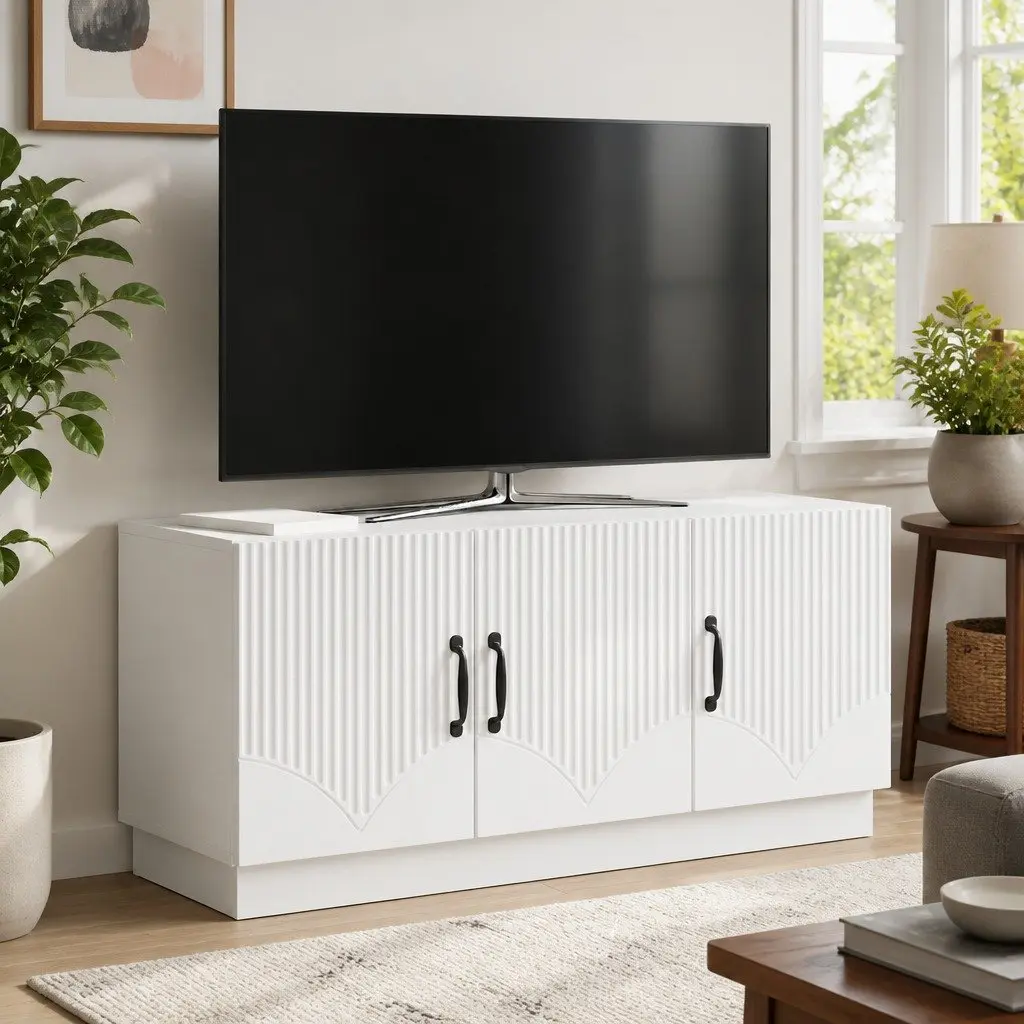 White TV Cabinet with Ample Storage