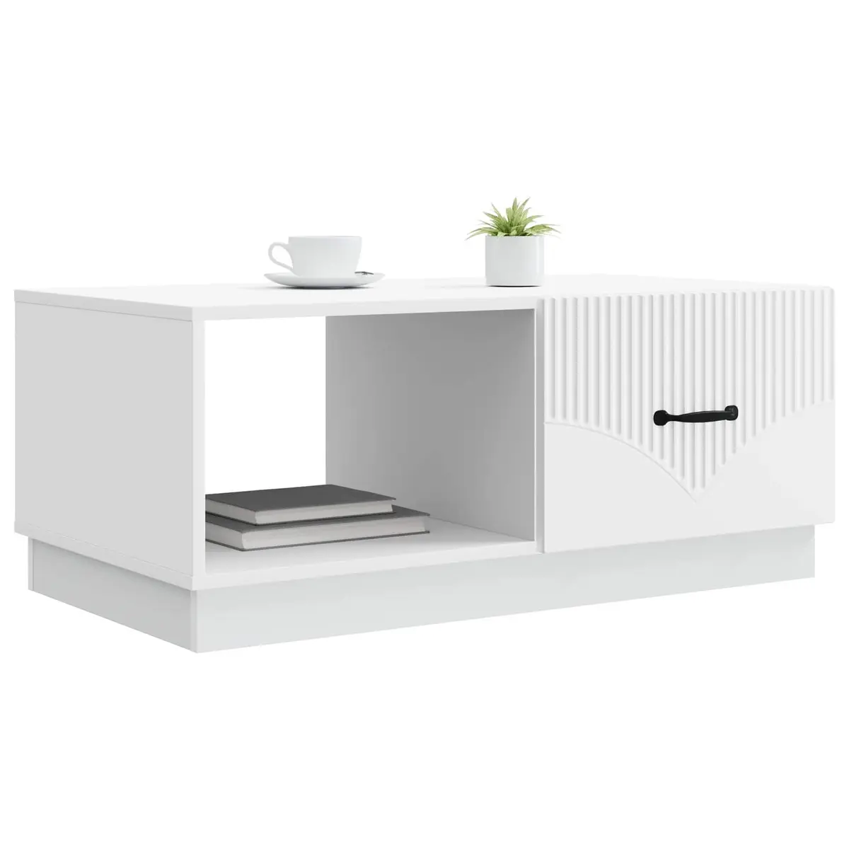 White Coffee Table with Storage, 90x50x37 cm