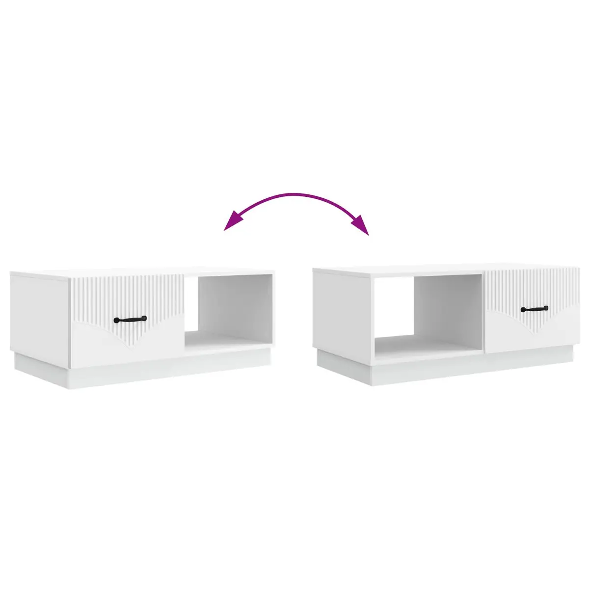 White Coffee Table with Storage, 90x50x37 cm
