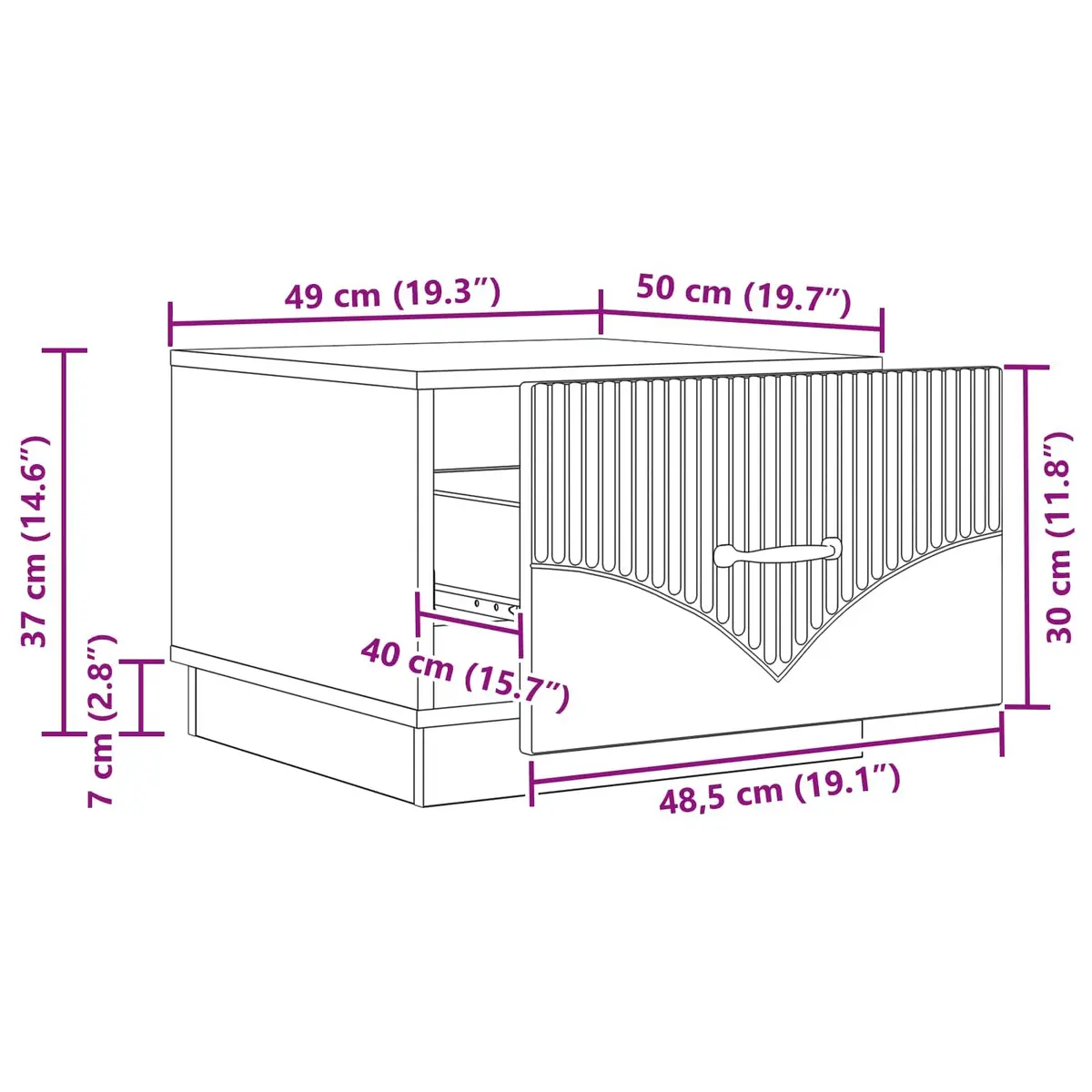 Coffee Table with Drawer White Modern Living Room Storage Accent Furniture