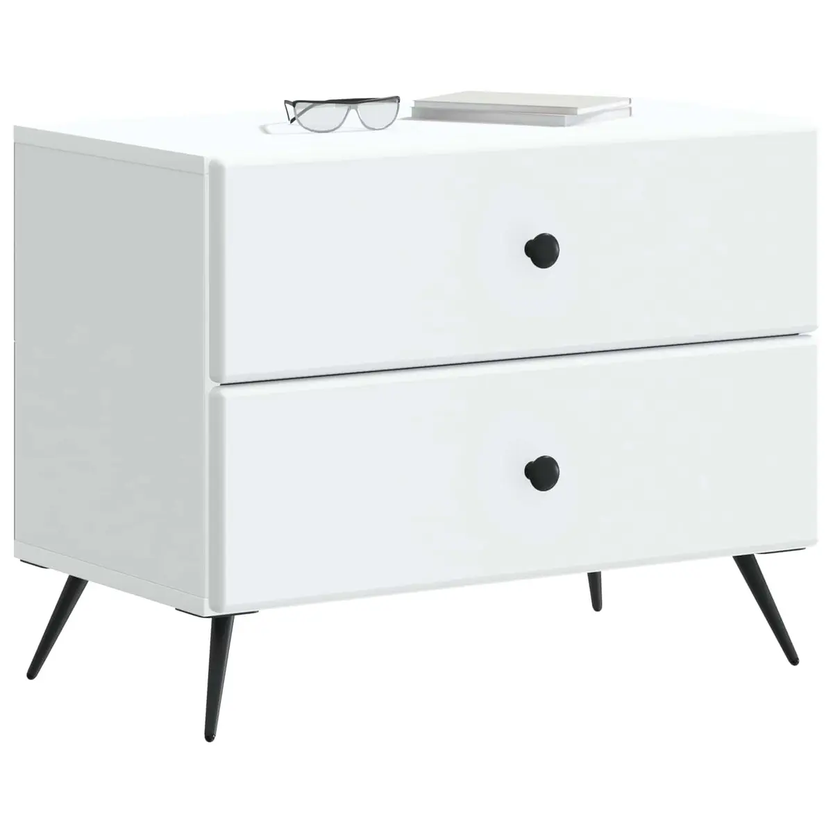 White Bedside Cabinet with Storage Drawer and Shelf