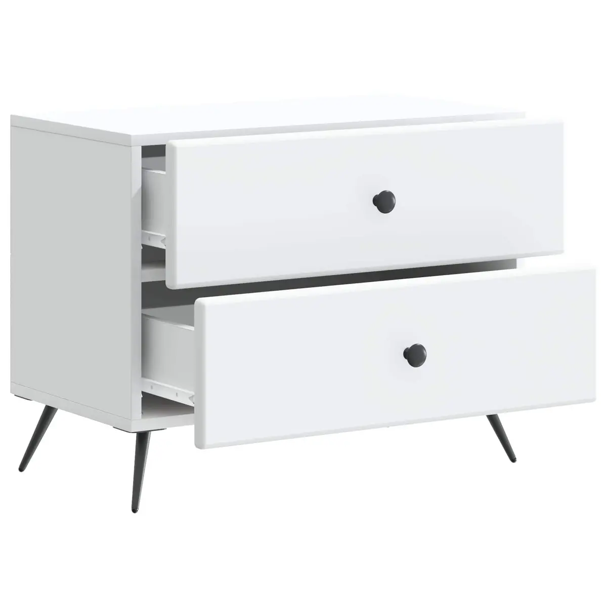 White Bedside Cabinet with Storage Drawer and Shelf