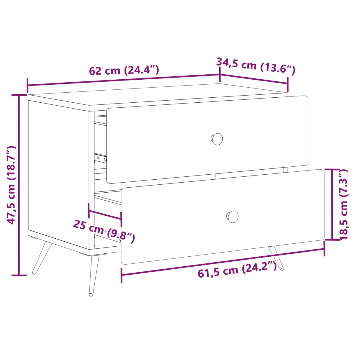 White Bedside Cabinet with Storage Drawer and Shelf