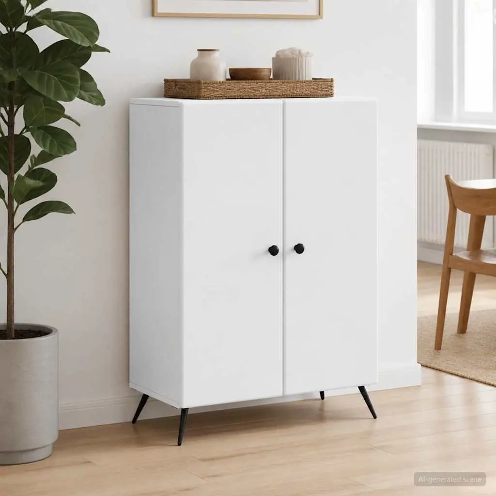 White Engineered Wood Sideboard 66 x 34.5 x 90 cm
