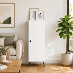 White Sideboard Buffet Cabinet Storage Engineered Wood Dining Room Furniture