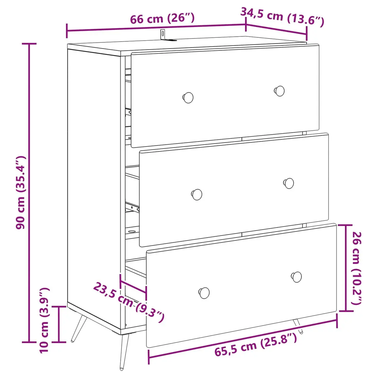 Storage Cabinet Engineered Wood 66 x 34.5 x 90 cm White