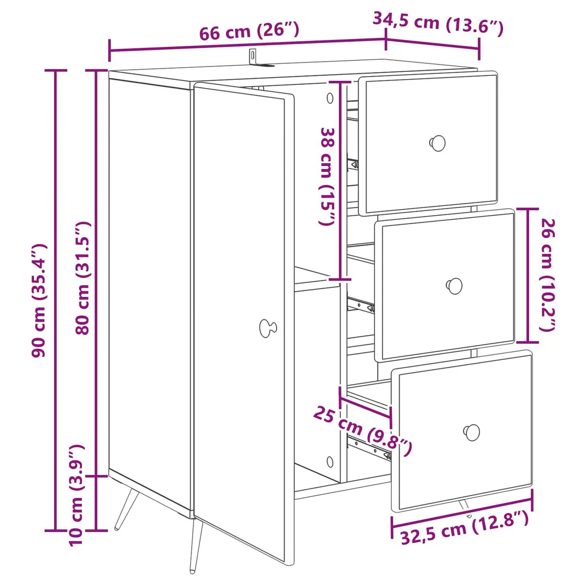 White Sideboard Buffet Cabinet for Dining Rooms