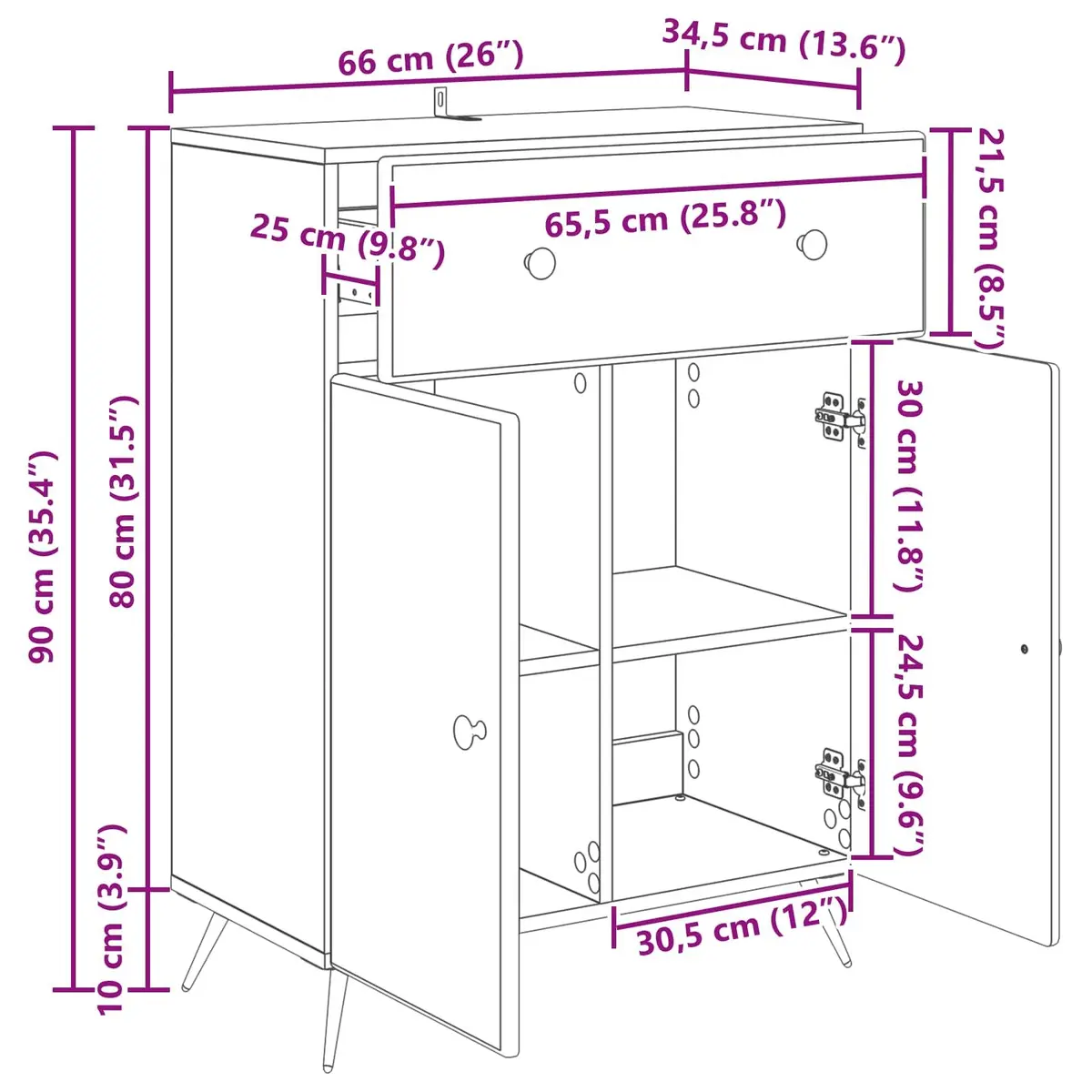 White Buffet Cabinet with Adjustable Shelves