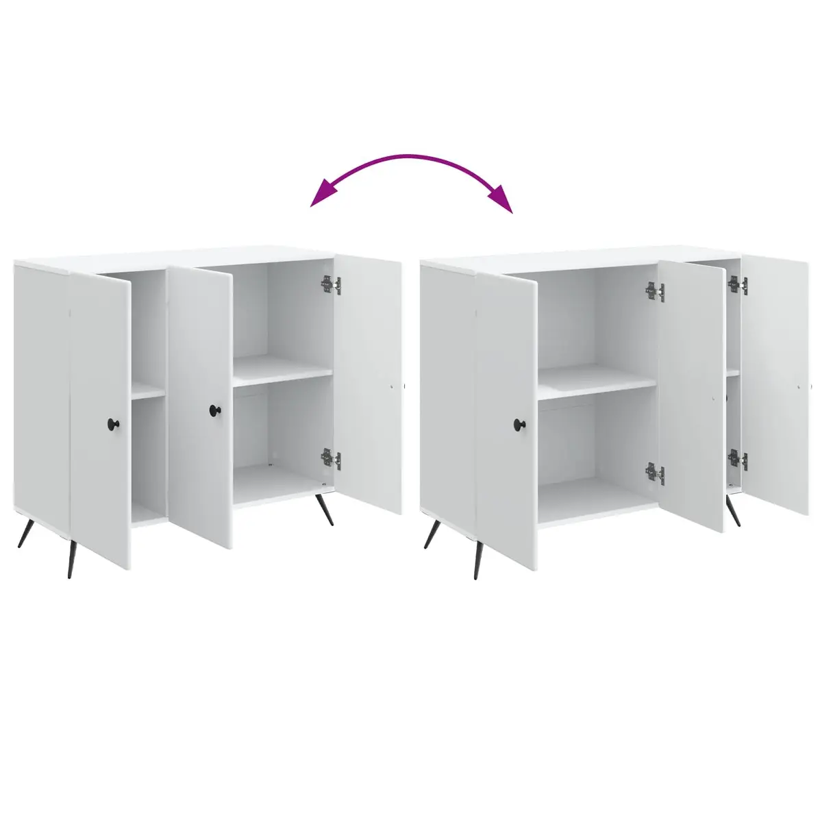 White Sideboard Buffet Storage Cabinet Engineered Wood Living Dining Room